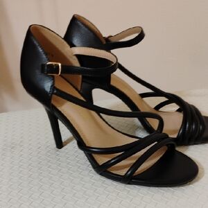 Black Strappy Dance Heels with Ankle Strap